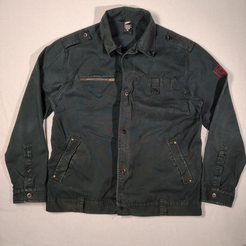 Vintage Sessions Jacket Mens XL Black Cotton Chets Pro Model Y2K Military Jacket